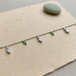 Green Bar & Teddy Bear Charm 925 Sterling Silver Bracelet for Women