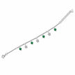 925 Sterling Silver Green Bead & Star Charm Bracelet for Women