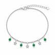 925 Sterling Silver Green Bead & Star Charm Bracelet for Women
