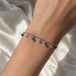 925 Sterling Silver Green Bead & Star Charm Bracelet for Women