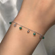 925 Sterling Silver Green Bead & Star Charm Bracelet for Women