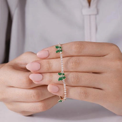 Green Butterfly Tennis Diamond Adjustable Bracelet for Women