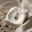 Green Stone Diamond 925 Sterling Silver Pendant Chain for Women
