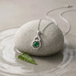 Green Stone Diamond 925 Sterling Silver Pendant Chain for Women