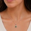 Green Stone Diamond 925 Sterling Silver Pendant Chain for Women