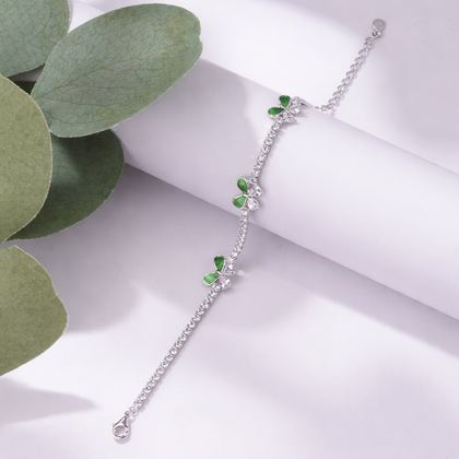 Green Butterfly Diamond Adjustable Bracelet for Women