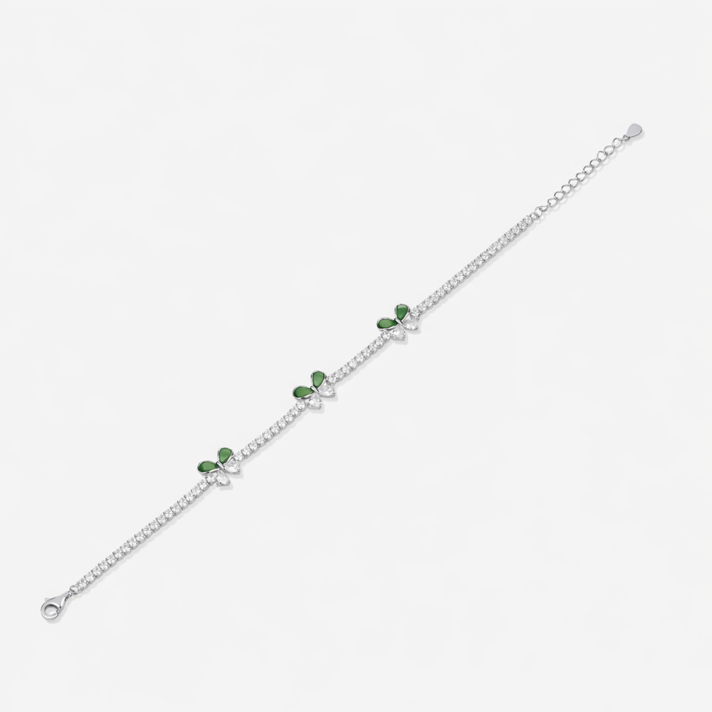 Green Butterfly Diamond Adjustable Bracelet for Women