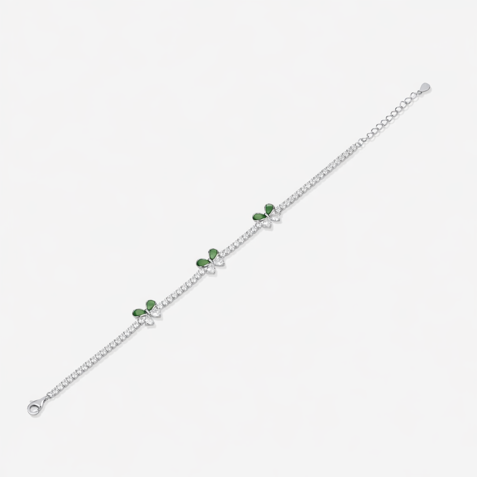 Green Butterfly Diamond Adjustable Bracelet for Women