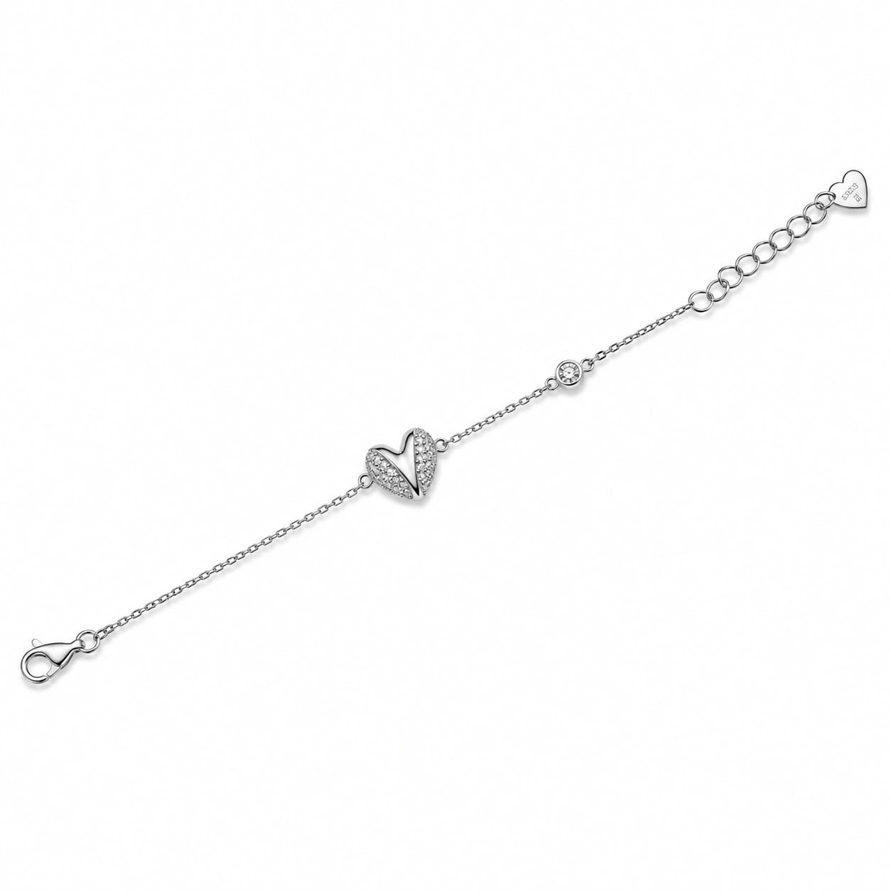 Heart Charm 925 Sterling Silver Bracelet for Women