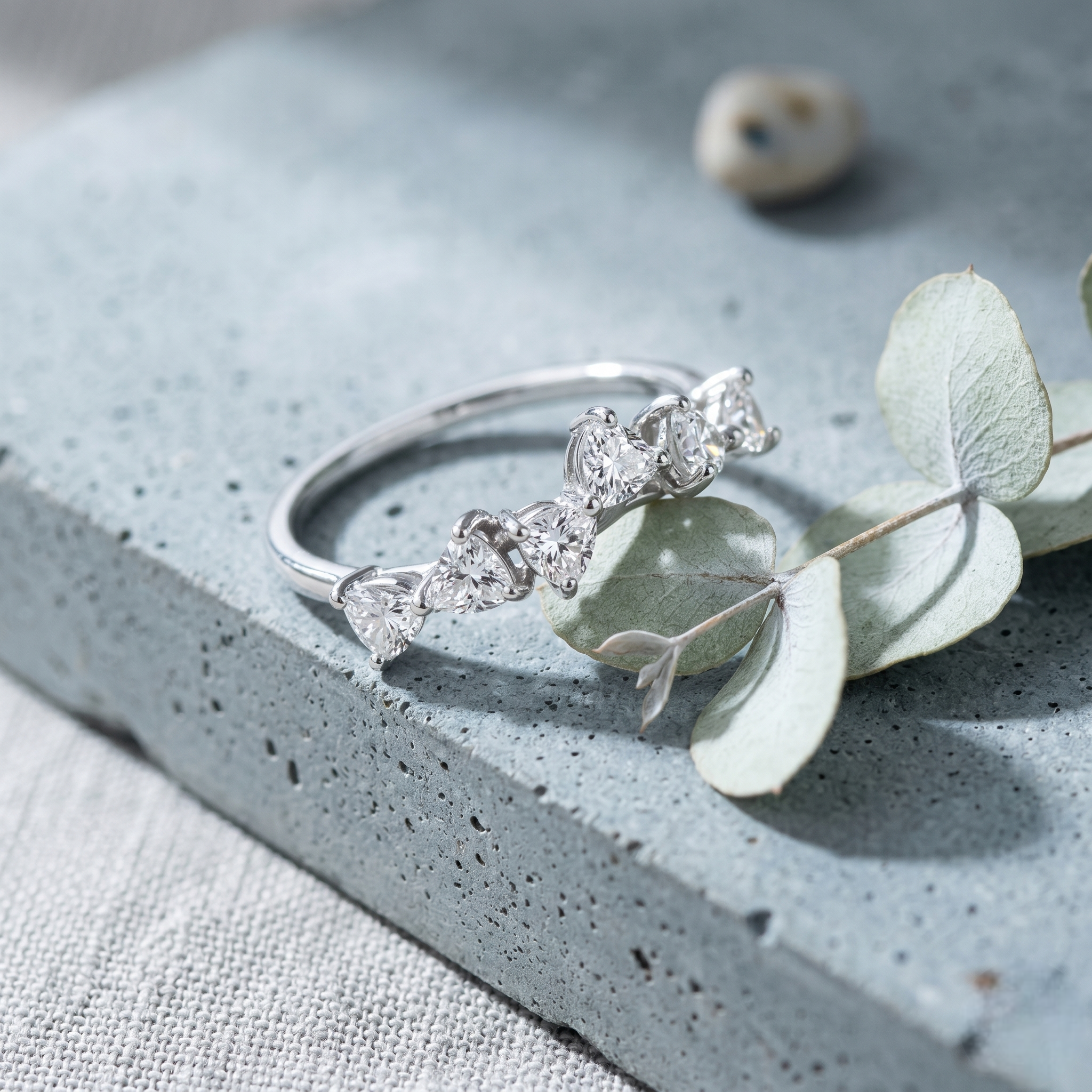 925 Sterling Silver Five Heart CZ Diamond Ring for Women