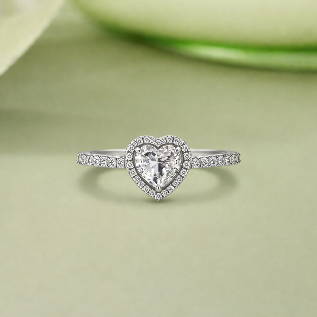Heart Cut CZ Diamond Ring on Hand