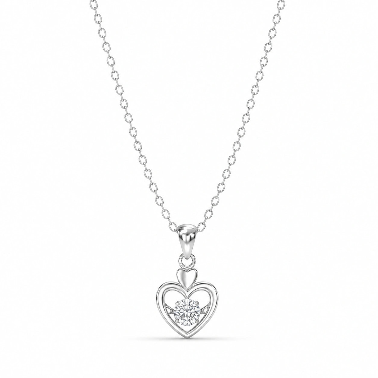 Heart Diamond 925 Sterling Silver Pendant Chain for Women