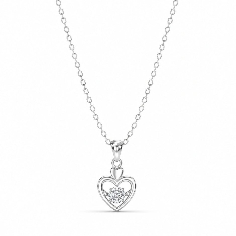 Heart Diamond 925 Sterling Silver Pendant Chain for Women