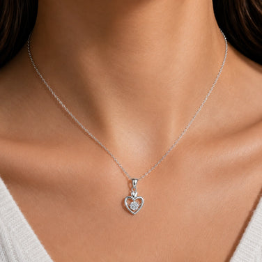 Heart Diamond 925 Sterling Silver Pendant Chain for Women
