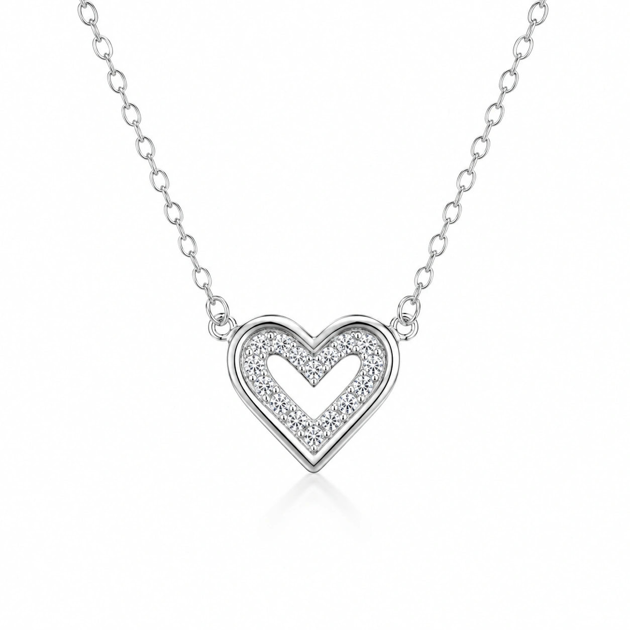 Heart Pearl Diamond 925 Sterling Silver Pendant Chain for Women