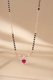 Heart Pink Stone 925 Sterling Silver Rose Gold Mangalsutra for Women