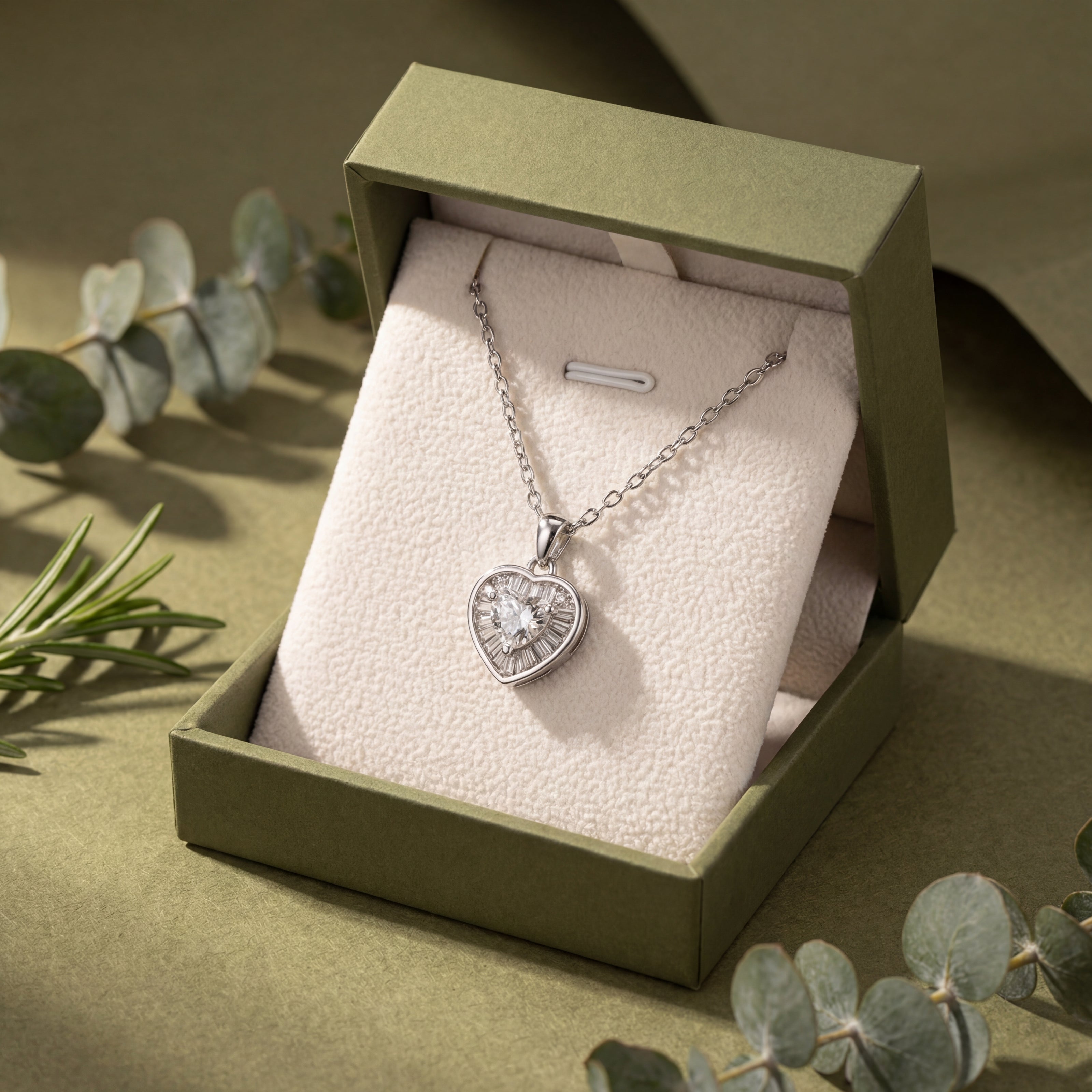 heart diamond 925 silver pendant chain