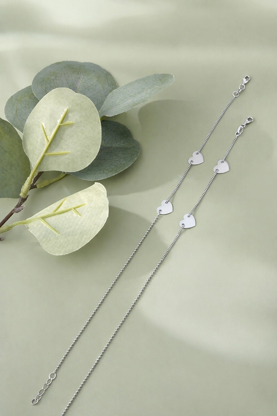 Heart Shape 925 Sterling Silver Minimal Anklet for Women