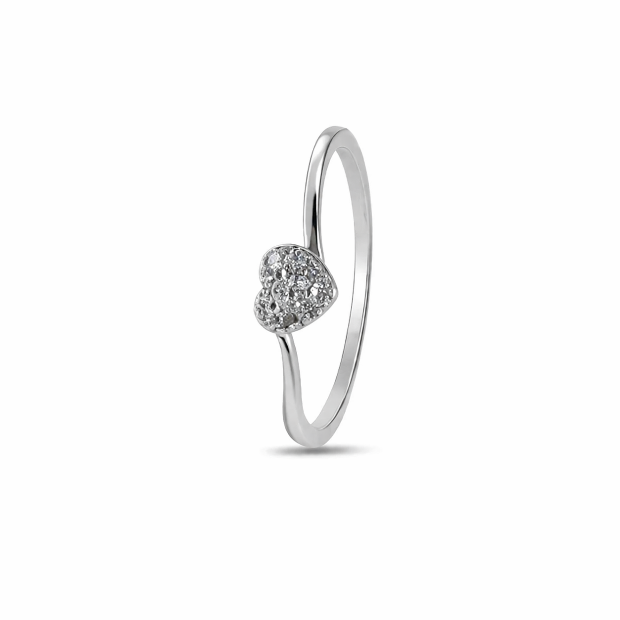 Heart Shape CZ Diamond Minimal Ring