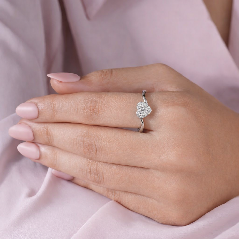Heart Shape CZ Diamond Minimal Ring