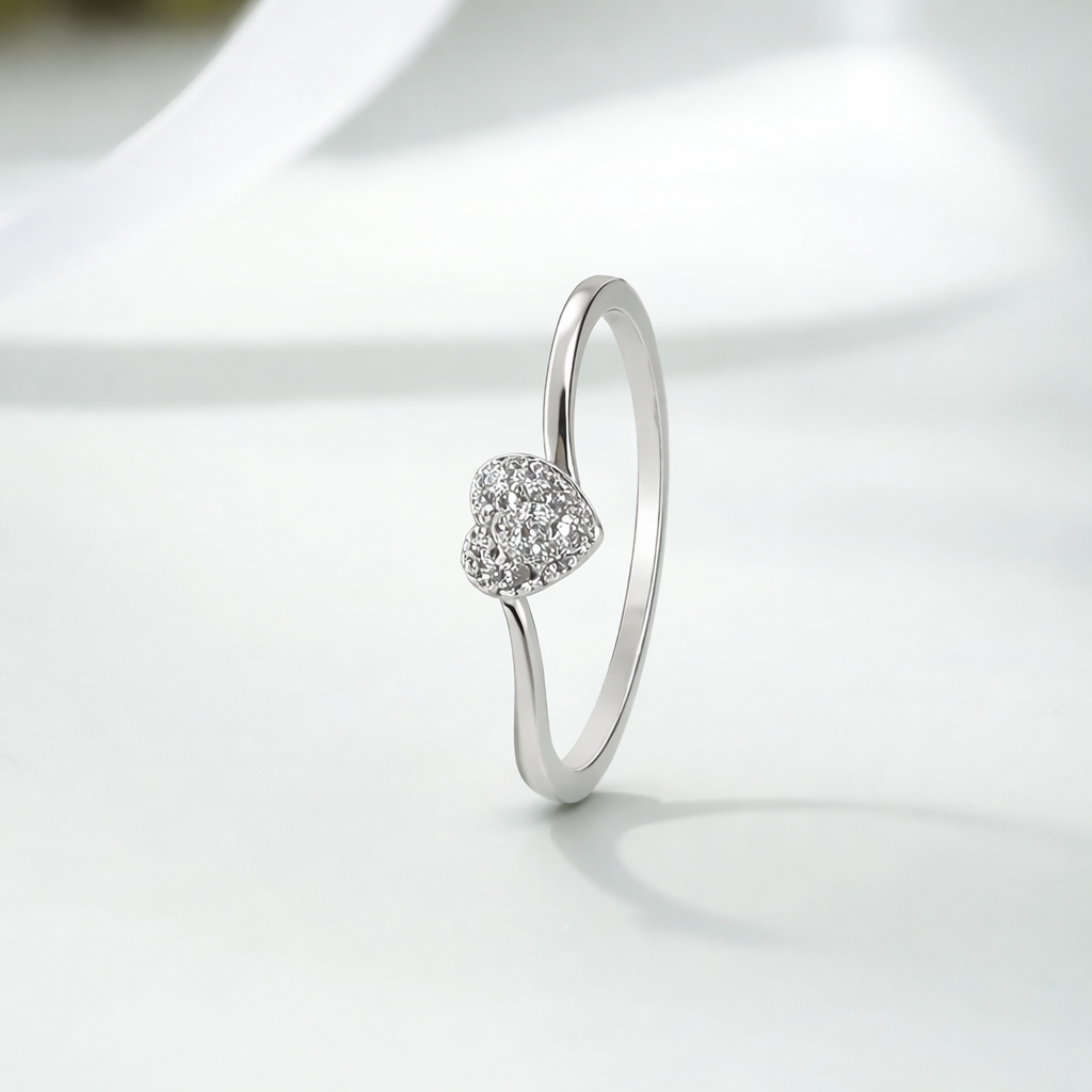 Heart Shape CZ Diamond Minimal Ring