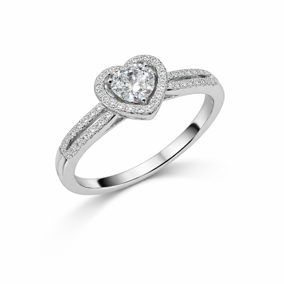 Heart-cut Moissanite Diamond Ring
