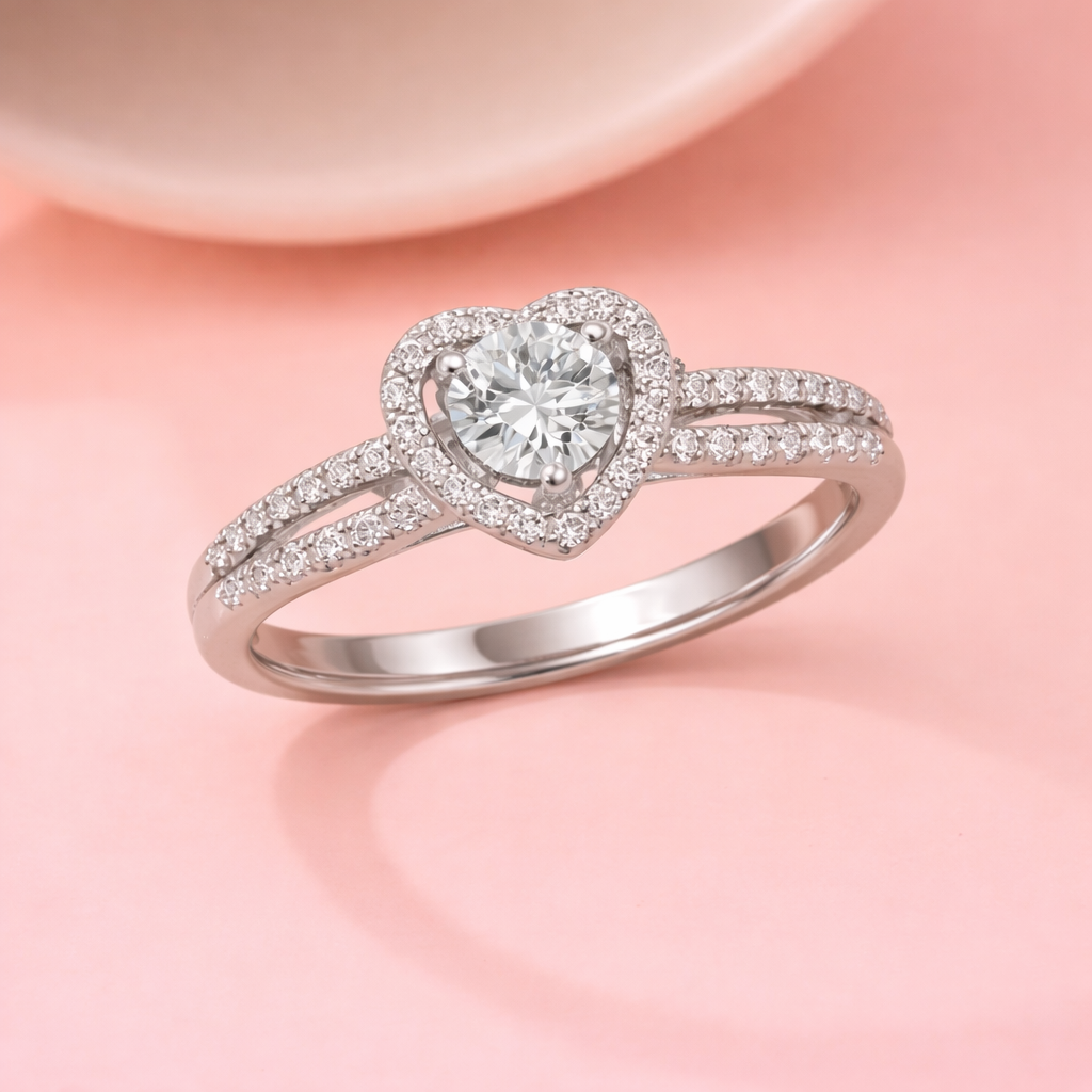 Heart-cut Moissanite Diamond Ring