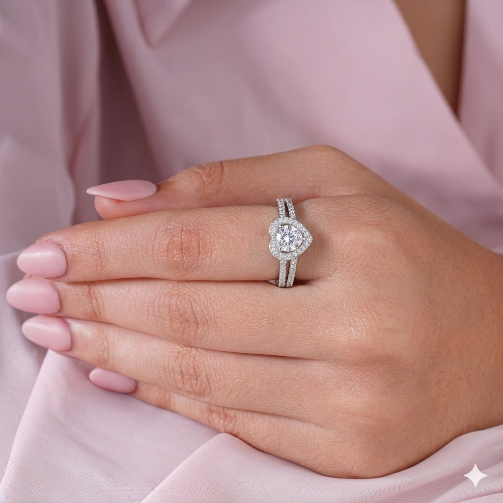 Heart-cut Moissanite Diamond Ring