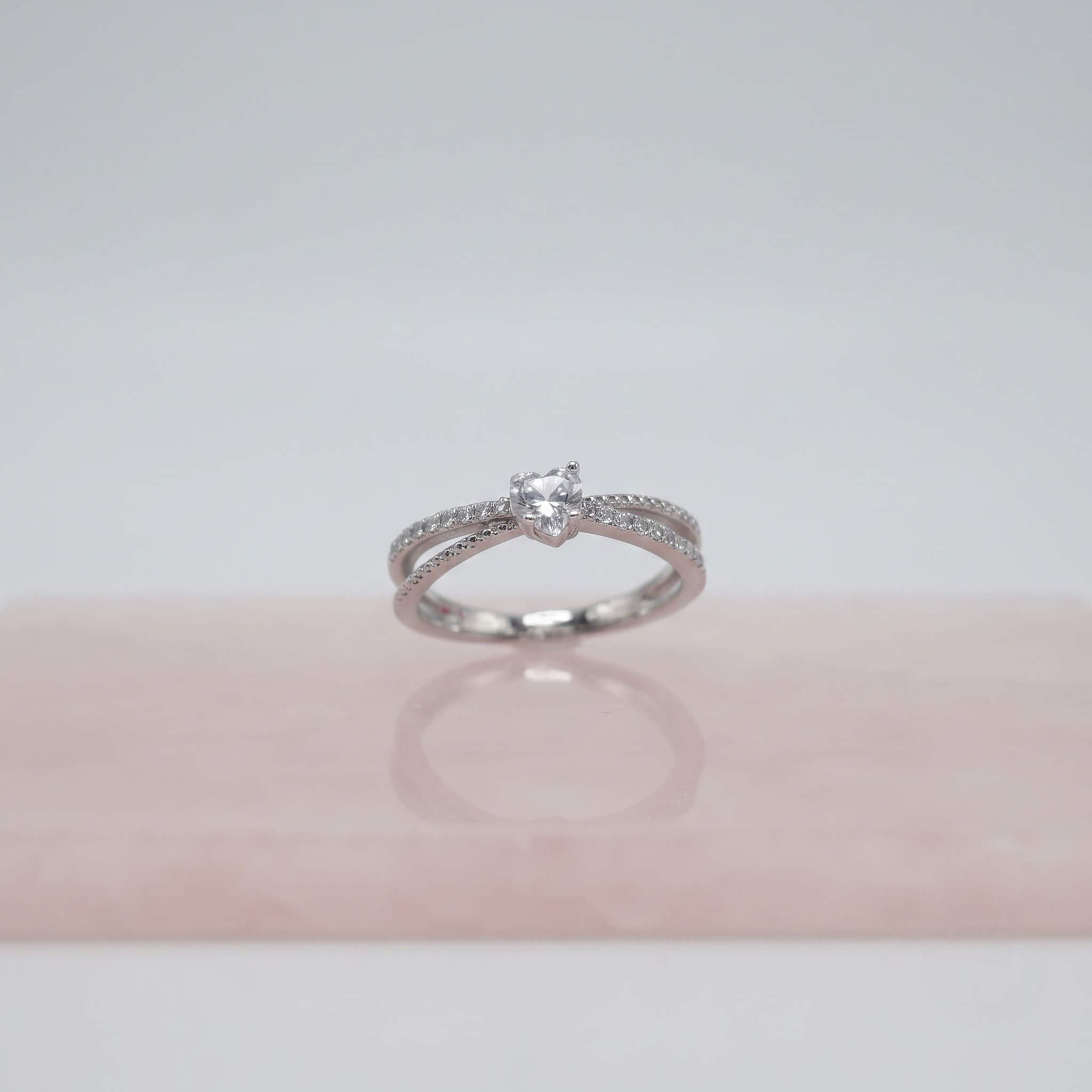 Heart Solitaire CZ Ring in 925 Sterling Silver for Women