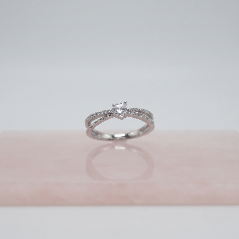 Heart Solitaire CZ Ring in 925 Sterling Silver for Women