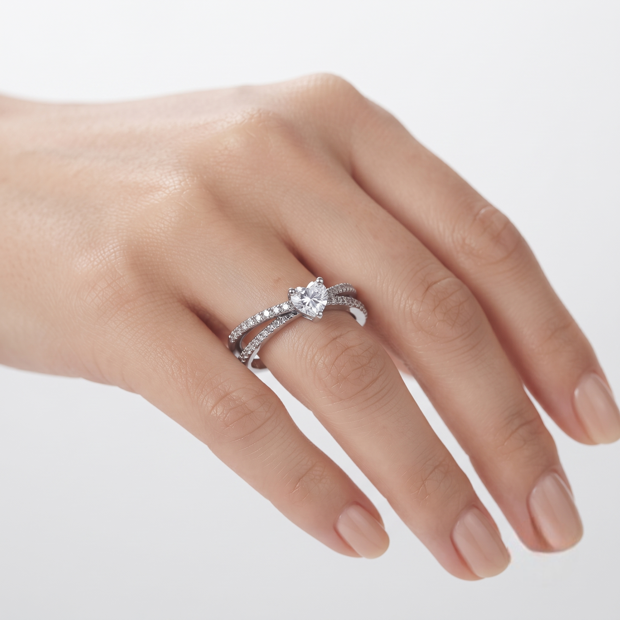 Heart Solitaire CZ Ring in 925 Sterling Silver for Women