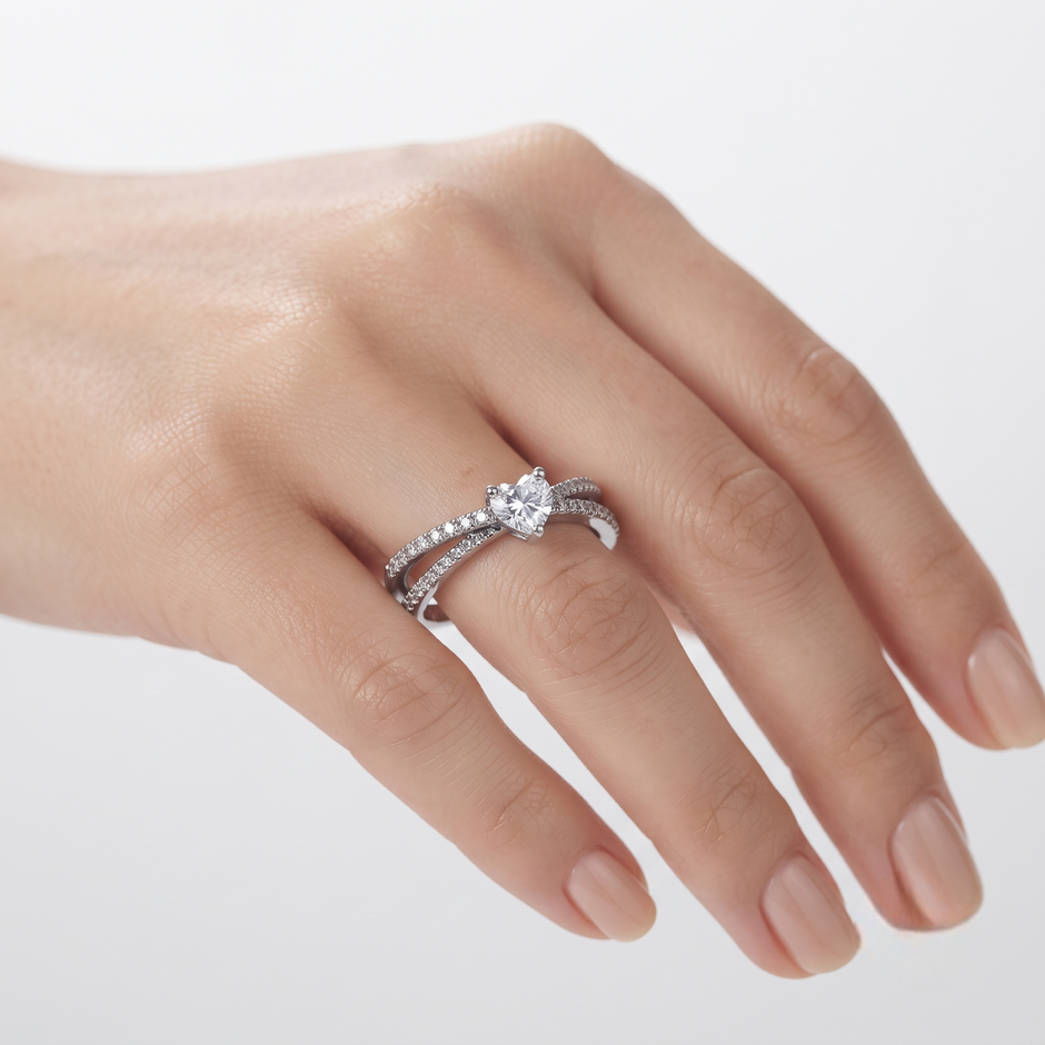Heart Solitaire CZ Ring in 925 Sterling Silver for Women