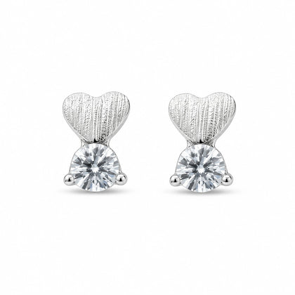 925 Sterling Silver Heart & Round CZ Stud Earrings for Women