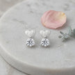 Heart Solitaire Diamond 925 Sterling Silver Stud Earrings for Women