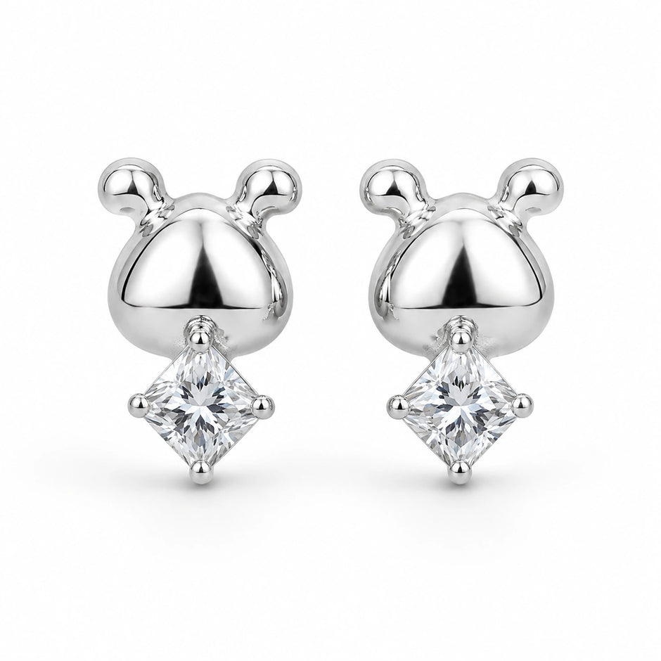 Heart Turtle Diamond 925 Sterling Silver Stud Earrings for Women