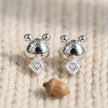 Heart Turtle Diamond 925 Sterling Silver Stud Earrings for Women