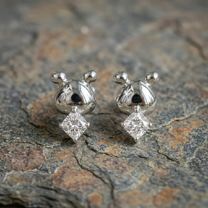Heart Turtle Diamond 925 Sterling Silver Stud Earrings for Women
