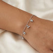 Heart & Crystal Charm 925 Sterling Silver Bracelet for Women