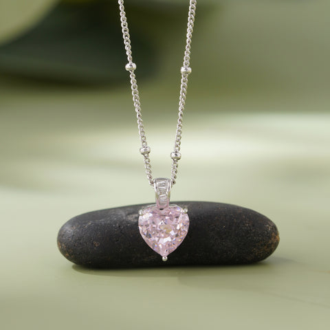 Heart Shape Radiance Diamond 925 Sterling Silver Pendant Chain for Women