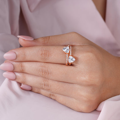 Dual Heart Diamond Rose Gold Ring