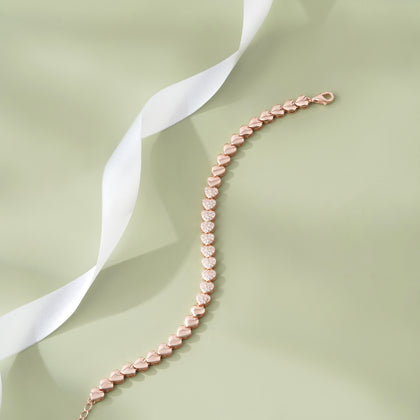 Heart Tennis Diamond Adjustable Rose Gold Bracelet for Women