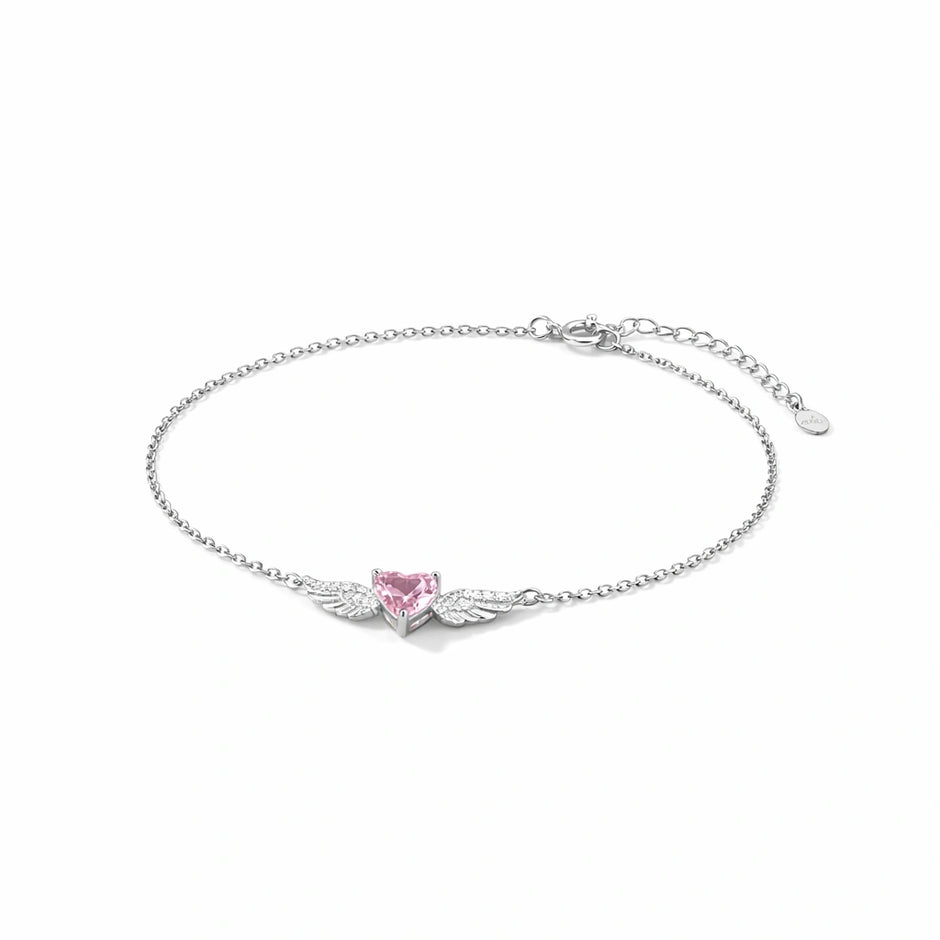 Heart with Wings 925 Sterling Silver Bracelet for Women