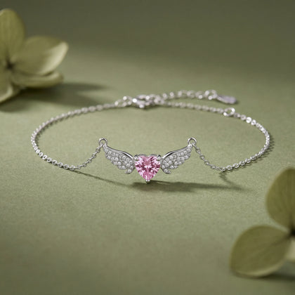 Heart with Wings 925 Sterling Silver Bracelet for Women