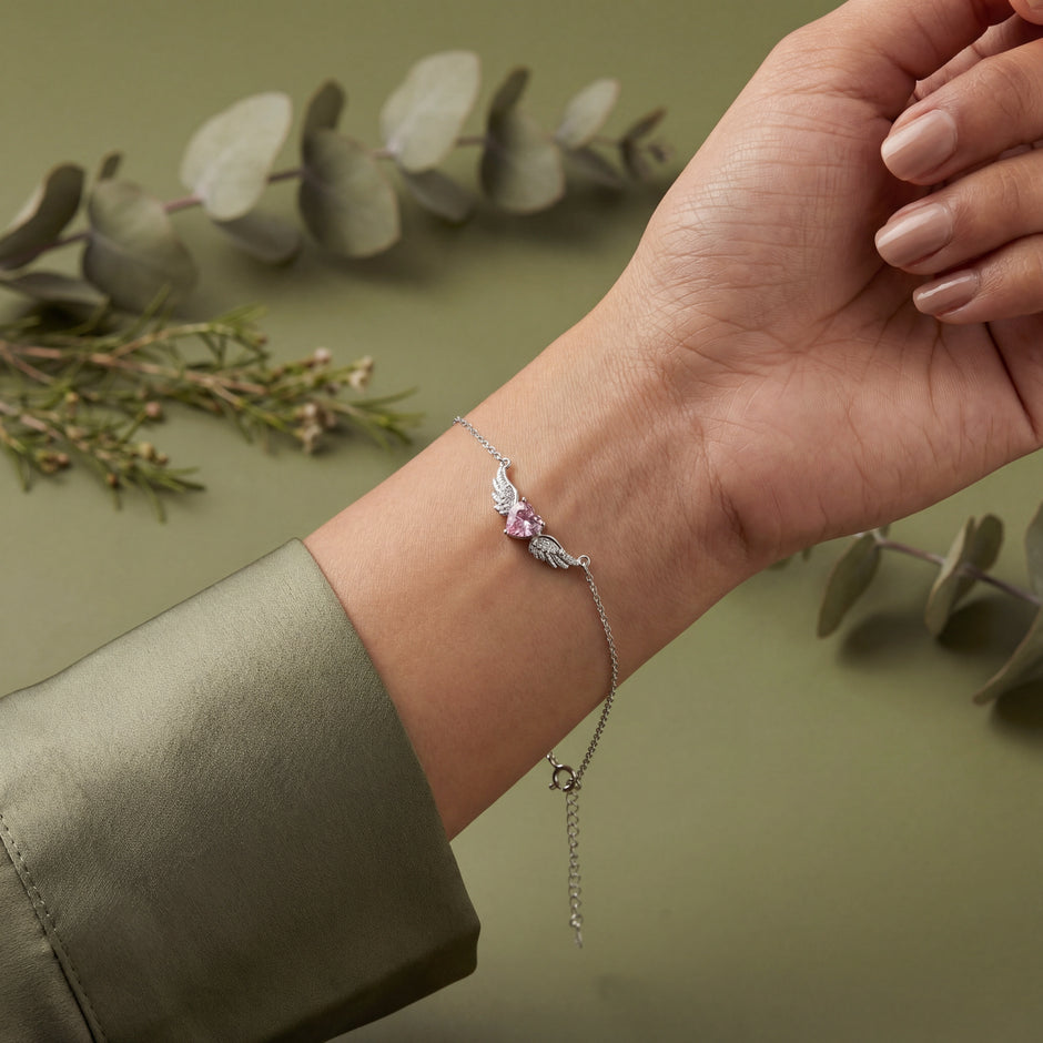Heart with Wings 925 Sterling Silver Bracelet for Women