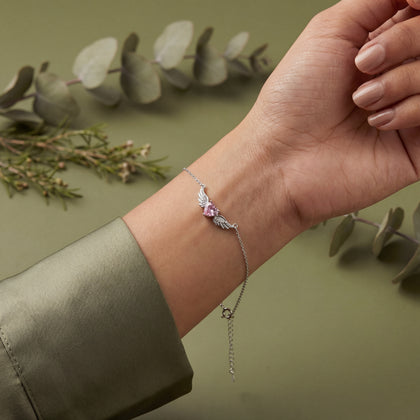Heart with Wings 925 Sterling Silver Bracelet for Women