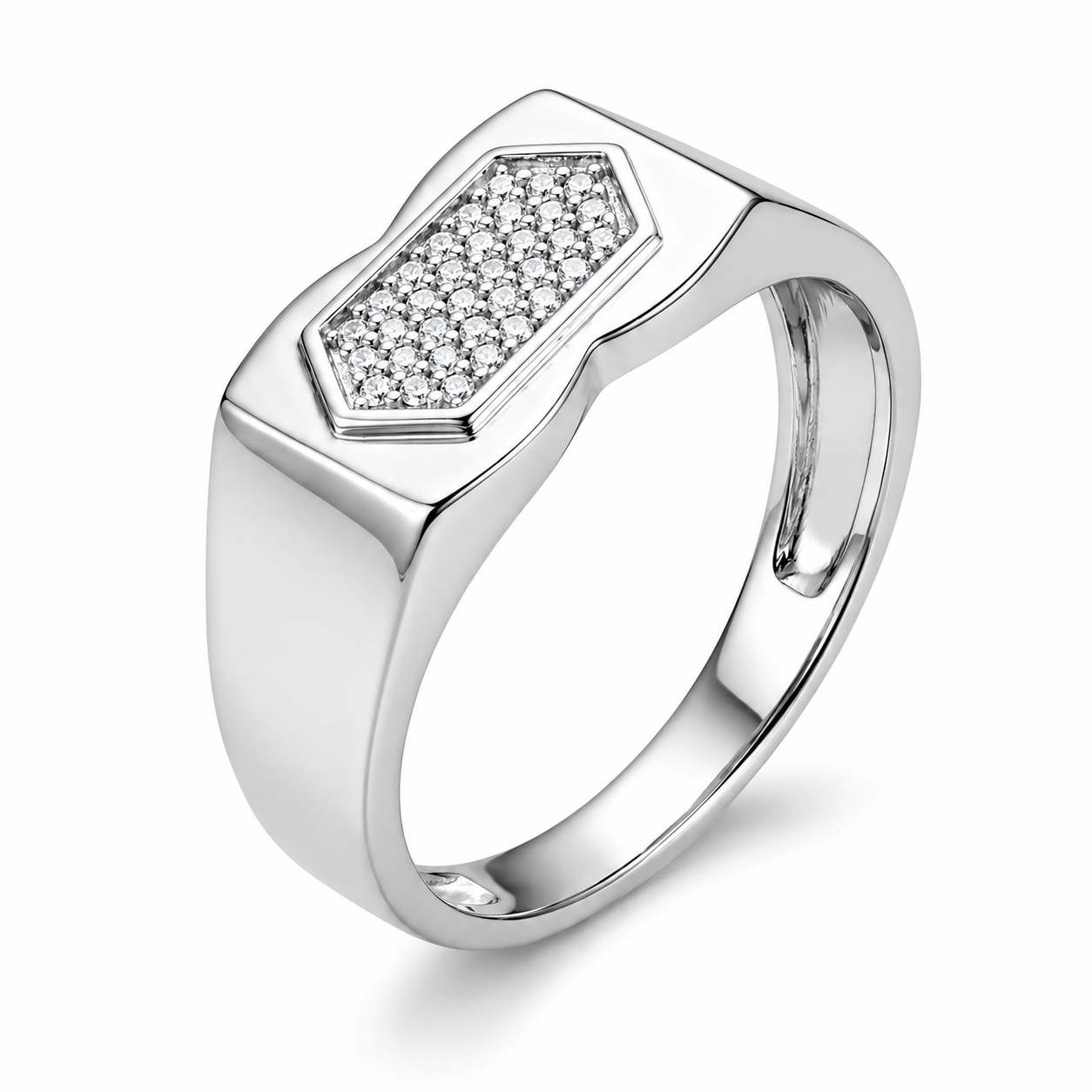 925 sterling silver men’s hexagonal CZ modern ring