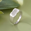 Hexagonal CZ Top 925 Sterling Silver Men's Minimal Modern Ring