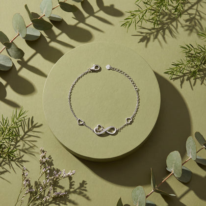 Infinity Heart Bracelet in 925 Sterling Silver