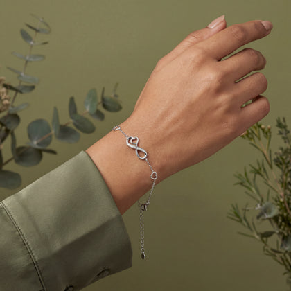 Infinity Heart Design Diamond Adjustable Bracelet for Women