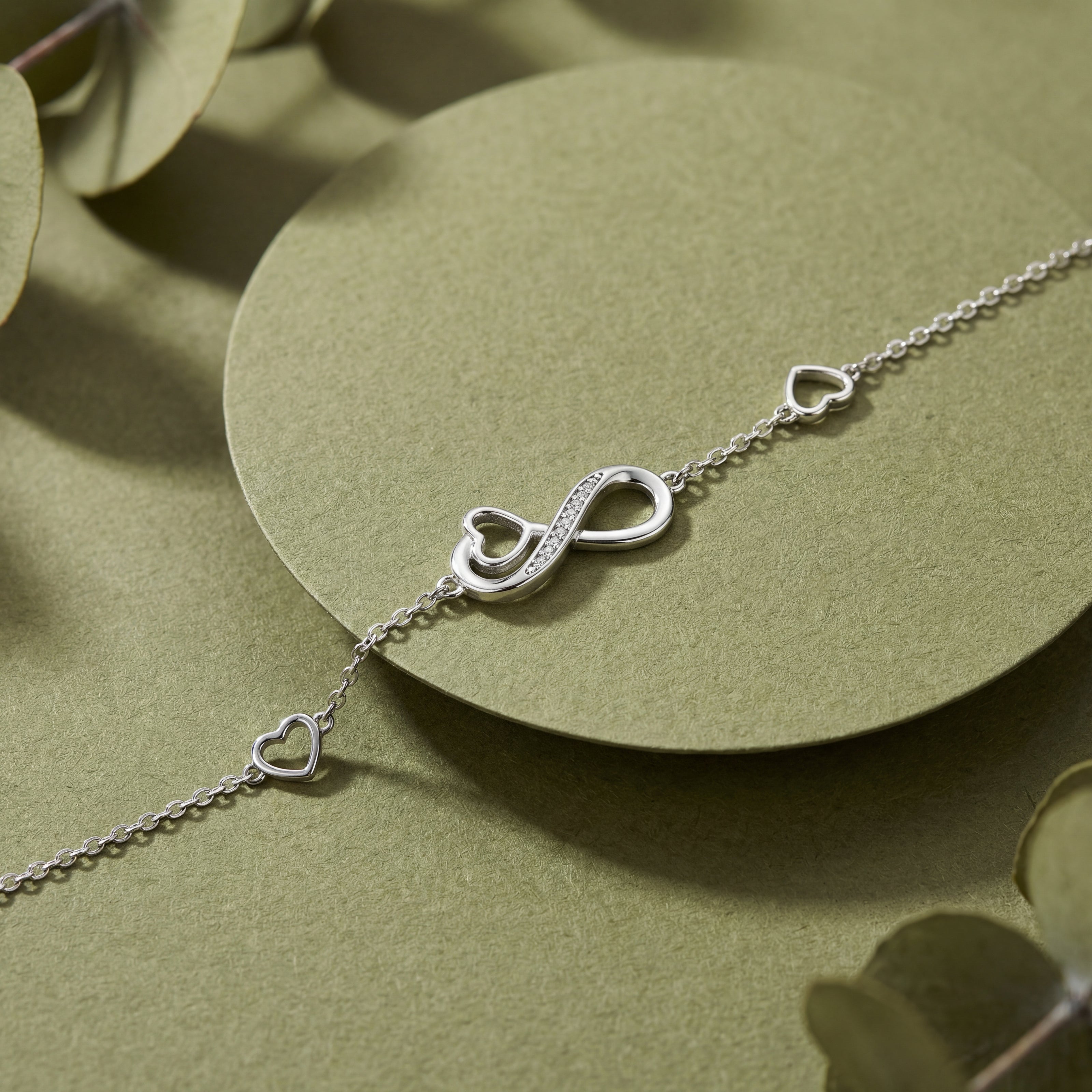 Infinity Heart Bracelet in 925 Sterling Silver